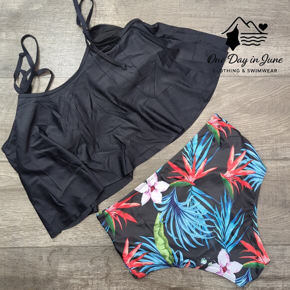 Xuanfel High Waist Floral Flonce Bikini Swimsuit Size XL - Picture 6 of 6